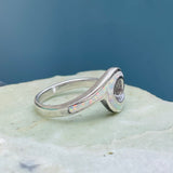 Sterling Silver 925 White Fire Opal Ocean Wave Beach Sea Ring 4g Size 8.25