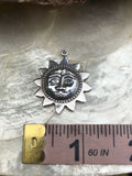 Vintage Sterling Silver 925 Spiritual Sun Face Solar Pendant Charm 4.3 Grams