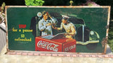 Coca Cola Sign Metal Stop For A Pause Go Refresh Tacker Car Auto 1991 Man Cave