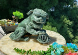Chinese Verdigris Patina Bronze Metal Animal Fengshui Foo Fu Dog Lion Statue