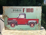 Vintage Ford F-100 Truck Ford Motor Company Metal Sign