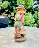 Vintage Signed Anri Wooden Nature Boy Figurine