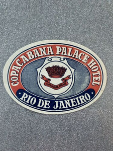 Copacabana Palace Hotel Rio De Janeiro Luggage Label Sticker Unused Rare
