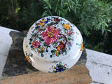 Vintage Signed Cam Gubbio Italy Floral Ceramic Bowl with Lid