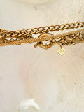Vintage Designer Banana Republic Signed BR Long Faux Pearl Gold Tone Necklace