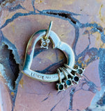 Lenox Sterling Silver 925 Heart Multi Blue Stone Pearl Dangle Charm Pendant 5.7g
