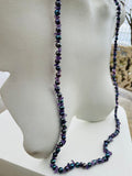 Artisan Amethyst Stone Abalone Faux Pearl Metallic Bead Layered Long Necklace