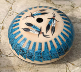 South Western Native American Signed Marilyn Wiley Pottery Seed Pot Turquoise