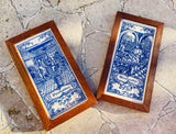 Patebakker & Worstmaker Holland Framed Ceramic Dutch Blue & White Tiles Set of 2