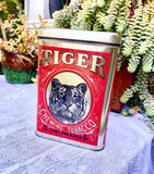 Vintage Bright Tiger Chewing Tobacco 5 Cent Cheinco Ad Metal Container Tin