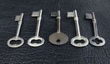 Antique Vintage Original Uncut Skeleton Key Lot of 5 Metal Keys