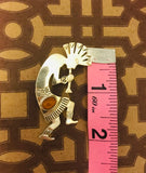 Vintage Kokopelli Sterling Silver 925 Signed R Amber Color Stone Brooch Pin 5.9g