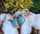 Vintage Sterling Silver 925 Turquoise Blue Larimar Stone Dangle Pierced Earrings