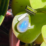 Vintage Sterling Silver 925 Moonstone Gem Stone Teardrop Modernist Pendant 4.2g