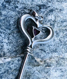 Sterling Silver Key Tourmaline Stone Heart Pendant