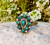 Vintage Sterling Silver 925 Blue Green Turquoise Stone Ring 4.62g Size 9.75