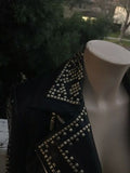 Rare Tart Designer Faux Leather Black Goldtone Studded Womens Jacket Small