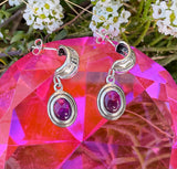 Sterling Silver 925 Signed Amethyst Purple Stone Dangle Pierced Drop Earrings 5g