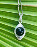 950 Mexico Sterling Silver & Black Onyx Pendant 925 Italy Box Chain Necklace 11g