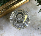 Vintage Antique Rare Cut Crystal Hinged Inkwell Inkpot