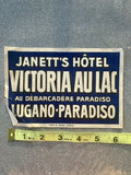 Janett’s Hôtel Victoria Au Lac Lugano-paradiso Luggage Label