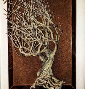 Artisan Signed Jason Handmade Wire Root Tree Art Sculpture Hanging Wall Décor