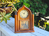 Antique Wood Wooden Victorian Ladies Mechanical Windup Mantle Shelf Clock