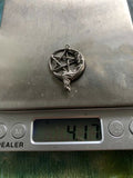 Sterling Silver Moon Pentacle Pentagram Star Wicca Pagan Woman Pendant Charm