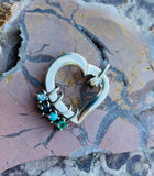 Lenox Sterling Silver 925 Heart Multi Blue Stone Pearl Dangle Charm Pendant 5.7g