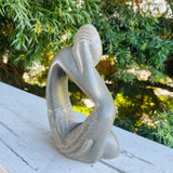 Vintage Modernist Carved Grey Stone Pondering Figurine Art Carving Statue Man Figure