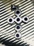 Antique Vintage Natural Amethyst Faceted Stone Sterling Silver 925 Cross Pendant