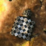 Antique Miniature Oriental Jewel Silvertone Embossed Glass Perfume Bottle