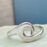 Sterling Silver 925 White Fire Opal Ocean Wave Beach Sea Ring 4g Size 8.25