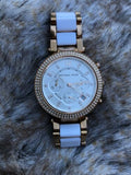 Michael Kors Rose Gold + White Tone Chronographic 10atm MK-5774 Wrist Watch