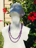 Artisan Handmade Purple Amethyst Gem Stone Silver Beaded Long Necklace
