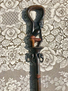 Vintage African Hand Carved Curved Wood Elephant Folk Art Walking Stick Cane 3ft