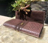 Authentic Signed Designer PAVE Mixed Print Genuine Leather Wallet Clutch