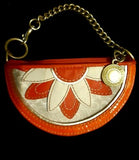 Authentic signature Coach coin purse/key chain. Orange Patten leather