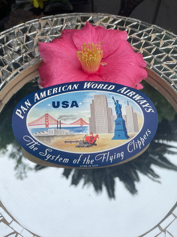 Pan American World Airways USA Luggage Tag Label Unused System Flying Clippers