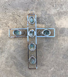 Vintage Estate Religious Turquoise Oval Stone Sterling Silver 925 Cross Pendant