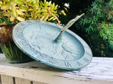 Vintage Verdigris Brass Hummingbird Bird Bath Feeder Sundial Clock Dish Taiwan