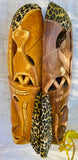 Beautiful Vintage Wood Carved African Tribal Leopard Print Mask Set of 2