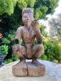 Antique Asian Carved Wooden Man Figure Pacific Island Polynesian Folk Art