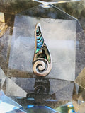 Vintage Sterling Silver 925 Abalone Shell Inlaid Swirl Pendant