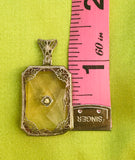 Antique Signed Sterling Silver Ornate Pink Tourmaline Faceted Art Deco Pendant