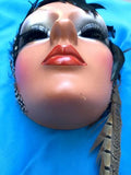 Art Deco Show Stopper SS Inc Signed 54/100 Woman Feather Clay Mask