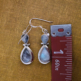 Vintage Sterling Silver 925 Moonstone Gem Stone Ornate Hinged Drop Earrings 7.9g