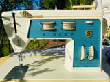 Blue Vintage Singer Touch And Sew Zig Zag Sewing Machine With Cover Working