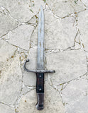 Vintage Turkish Rifle Bayonet Sword Blade & Scabbard Signed AS FA 2114 Wood Grip