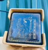 Decorhellas Greek Gold Art Glass Cup Holder Coaster Set of 6 Made in Greece